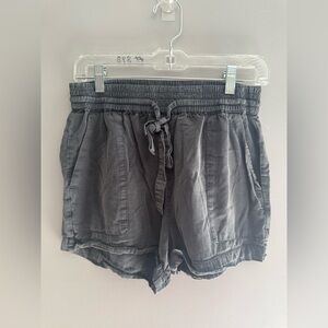 Beceel Women’s Faded Charcoal Grey Elastic Waist Drawstring Shorts SZ S Flowy